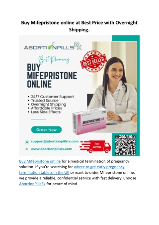 Buy Mifepristone online at Best Price with Overnight Shipping.