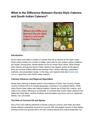 What Is the Difference Between Kerala Style Caterers and south Indian Caterers_