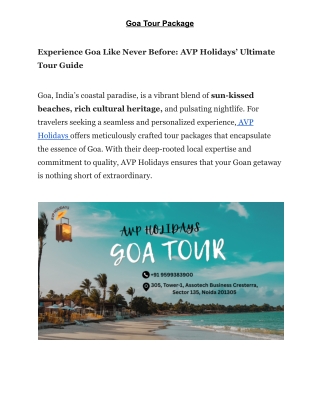Goa Tour Package