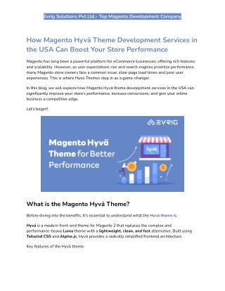 How Magento Hyvä Theme Development Services in the USA Can Boost Your Store Performance