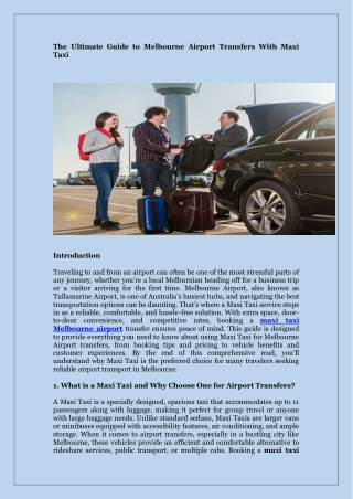 The Ultimate Guide to Melbourne Airport Transfers With Maxi Taxi