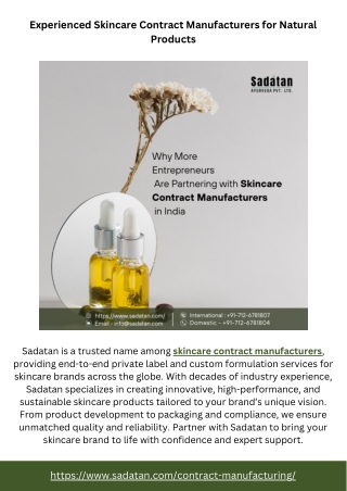 Experienced Skincare Contract Manufacturers for Natural Products
