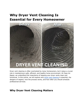 why dryer vent cleaning is essential for every