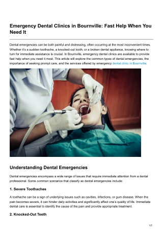 Emergency Dental Clinics in Bournville Fast Help When You Need It
