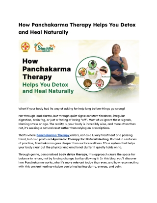 How Panchakarma Therapy Helps You Detox and Heal Naturally