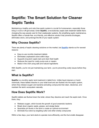 septifix the smart solution for cleaner septic