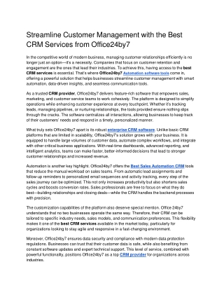 Streamline Customer Management with the Best CRM Services from Office24by7 docx Google Docs