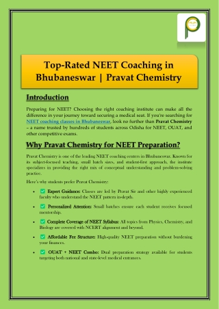 Top-Rated NEET Coaching in Bhubaneswar - Pravat Chemistry
