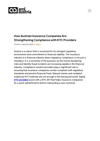 How Austrian Insurance Companies Are Strengthening Compliance with KYC Providers