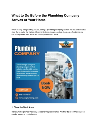What to Do Before the Plumbing Company Arrives at Your Home