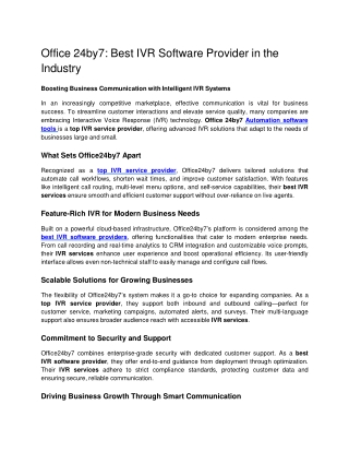office 24by7 best ivr software provider