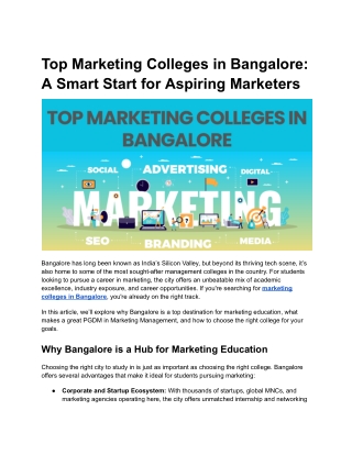 Top Marketing Colleges in Bangalore_ A Smart Start for Aspiring Marketers