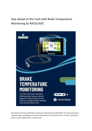Stay ahead on the track with Brake Temperature Monitoring by RACELOGIC