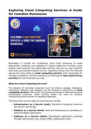 Exploring Cloud Computing Services: A Guide for Canadian Businesses
