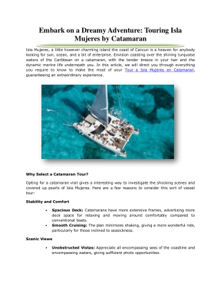 Embark on a Dreamy Adventure: Touring Isla Mujeres by Catamaran
