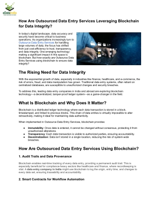 how are outsourced data entry services leveraging