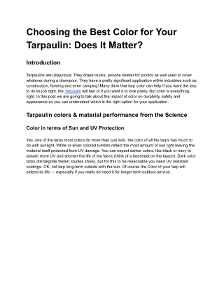Choosing the Best Color for Your Tarpaulin: Does It Matter?