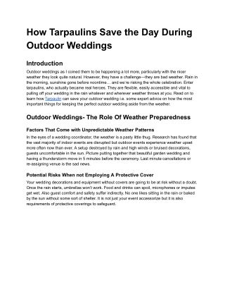 How Tarpaulins Save the Day During Outdoor Weddings