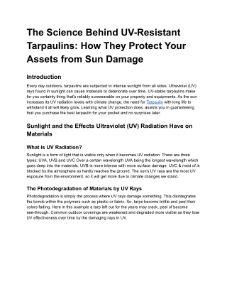 The Science Behind UV-Resistant