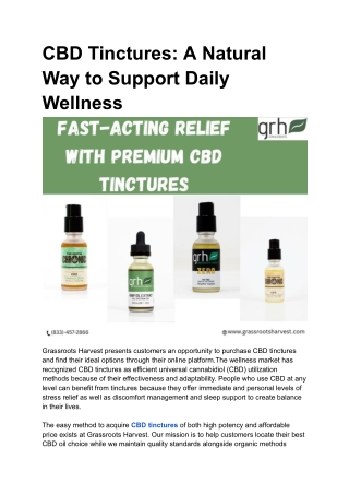 CBD Tinctures: A Natural Way to Support Daily Wellness