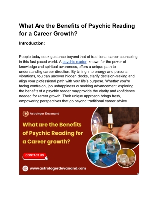 What Are the Benefits of Psychic Reading for a Career Growth