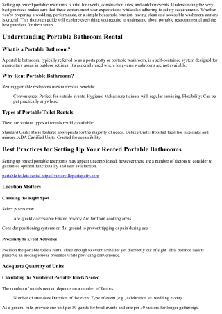 setting up rented portable restrooms is vital