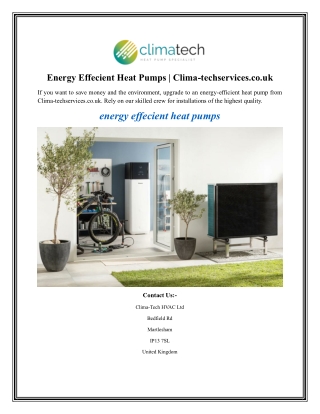energy effecient heat pumps clima techservices