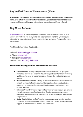 Buy Verified TransferWise Account (Wise)