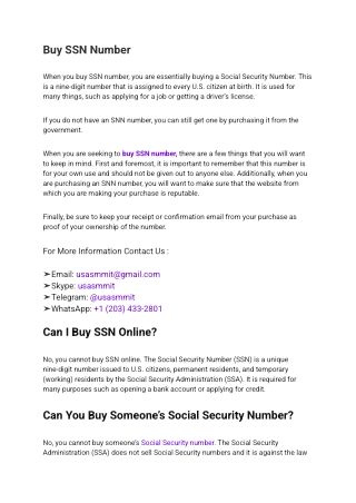 Buy SSN Number
