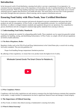 Ensuring Food Safety with Pitco Foods, Your Certified Distributor