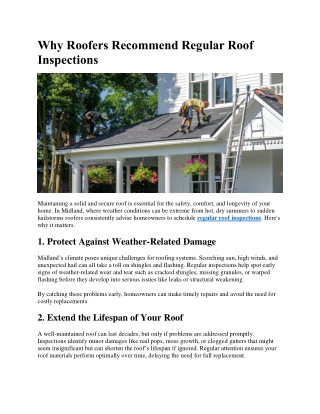 Why Roofers Recommend Regular Roof Inspections