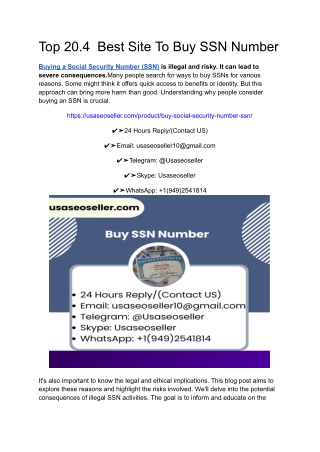Top 20.4 Best Site To Buy SSN Number