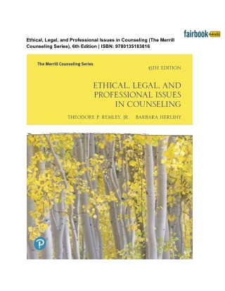 Ethical, Legal, and Professional Issues in Counseling (The Merrill Counseling Series), 6th Edition _ ISBN_ 9780135183816