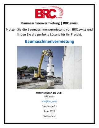Baumaschinenvermietung  BRC.swiss