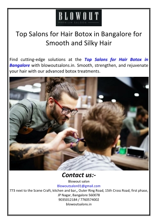 Top Salons for Hair Botox in Bangalore for Smooth and Silky Hair