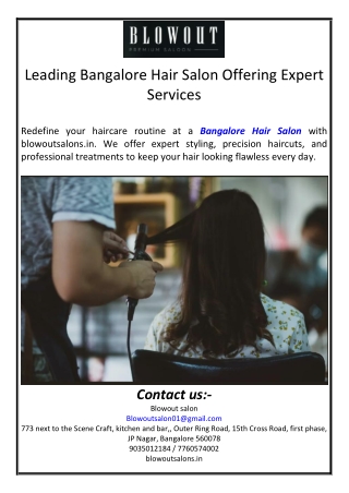 Leading Bangalore Hair Salon Offering Expert Services