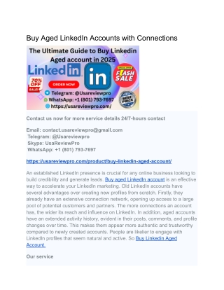 USA  TOP MARKET Buy Aged LinkedIn Accounts with Connections
