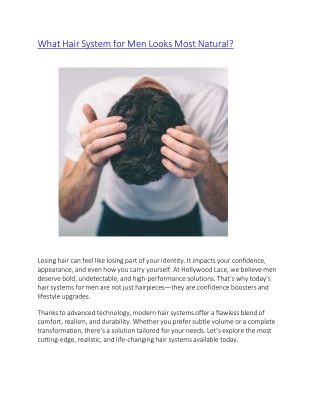 What Hair System for Men Looks Most Natural