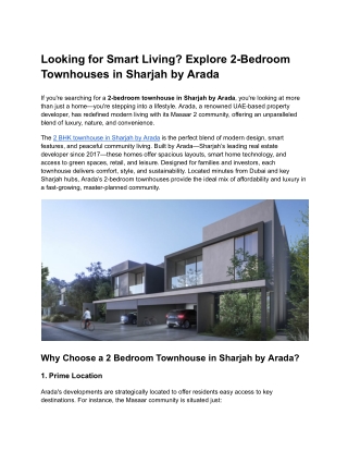 Looking for Smart Living- Explore 2-Bedroom Townhouses