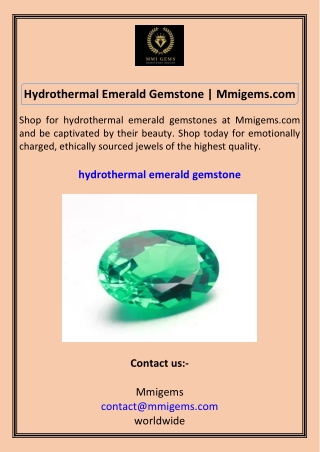 hydrothermal emerald gemstone mmigems com