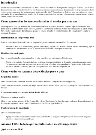 Cómo aprovechar las temporadas altas al vender por amazon