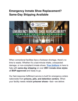 emergency inmate shoe replacement same