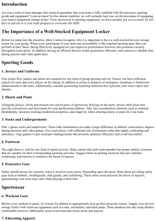 The Ultimate List for Stocking Your Team's Equipment Storage locker