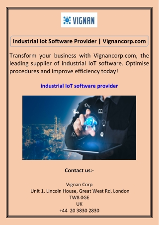 industrial iot software provider vignancorp com