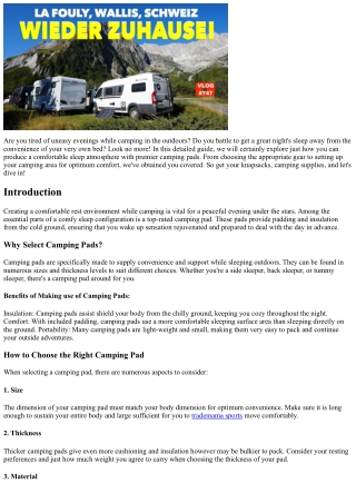 Create a Comfortable Rest Setting with Premier Camping Pads