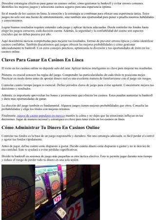 ¿Cómo Ganar En Los Juegos De Casino Online? - Consejos Efectivos Para Ganar