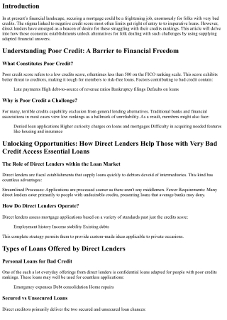Unlocking Opportunities: How Direct Lenders Help Those with Very Bad Credit Acce
