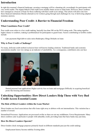 Unlocking Opportunities: How Direct Lenders Help Those with Very Bad Credit Acce