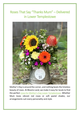 Roses That Say “Thanks Mum” – Delivered in Lower Templestowe