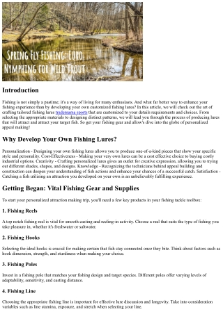 The Art of Developing Your Own Personalized Fishing Lures
